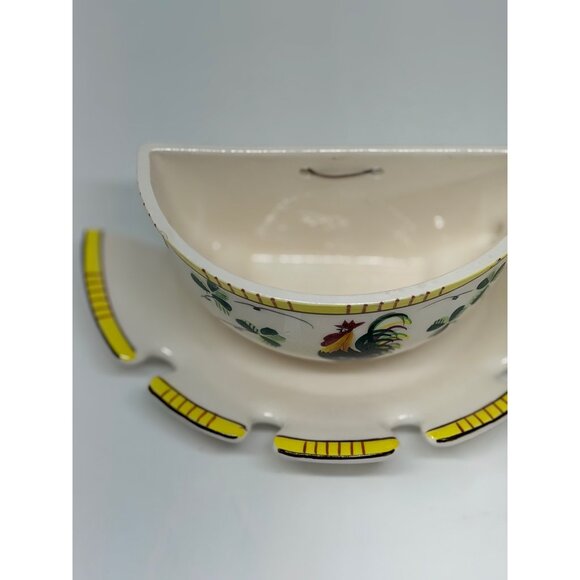 VTG Norcrest Chanticleer Handpainted Rooster Wall-Pocket Tea Cup Spoon Holder - Picture 3 of 7